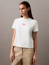 Calvin Klein SS FLOCKED LOGO CN T, VWD Mavi Kadın T-Shirt & Polo
