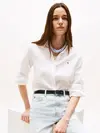 Tommy Hilfiger ESS LINEN RELAXED LS, YCF Beyaz Kadın Gömlek