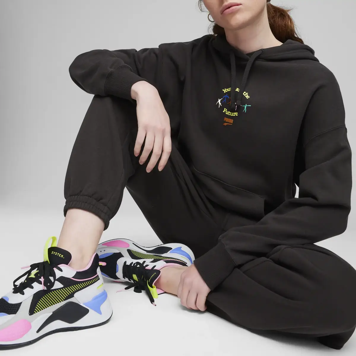 Puma DOWNTOWN Relaxed Sweatpants Siyah Kadın Eşofman Altı