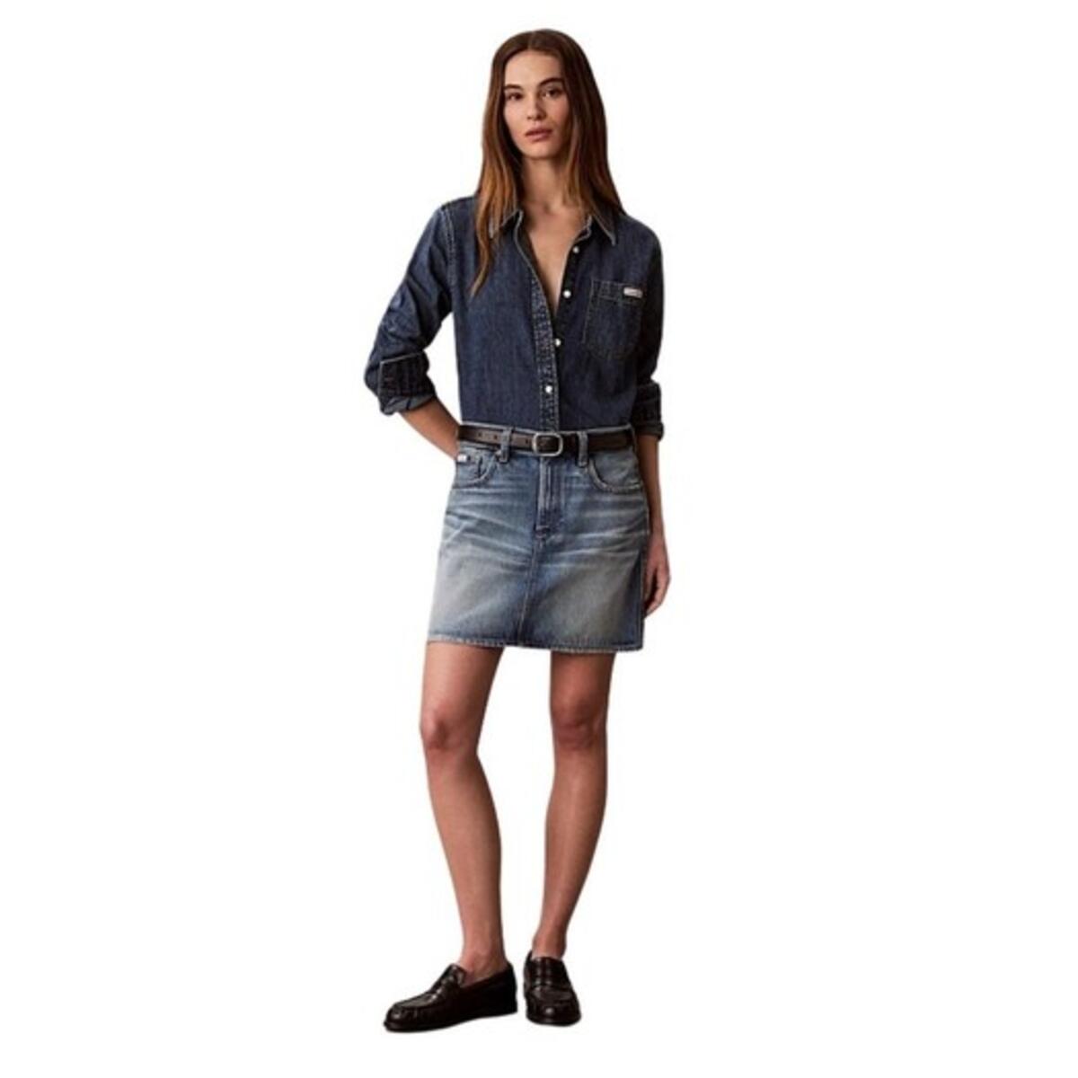 Calvin Klein 90S MINI SKIRT BASSE, SCB, 26 Mavi Kadın Etek