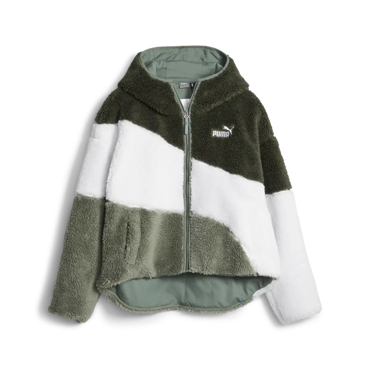 Puma Big Cat Hooded Sherpa Jacket Yeşil Kadın Sweatshirt