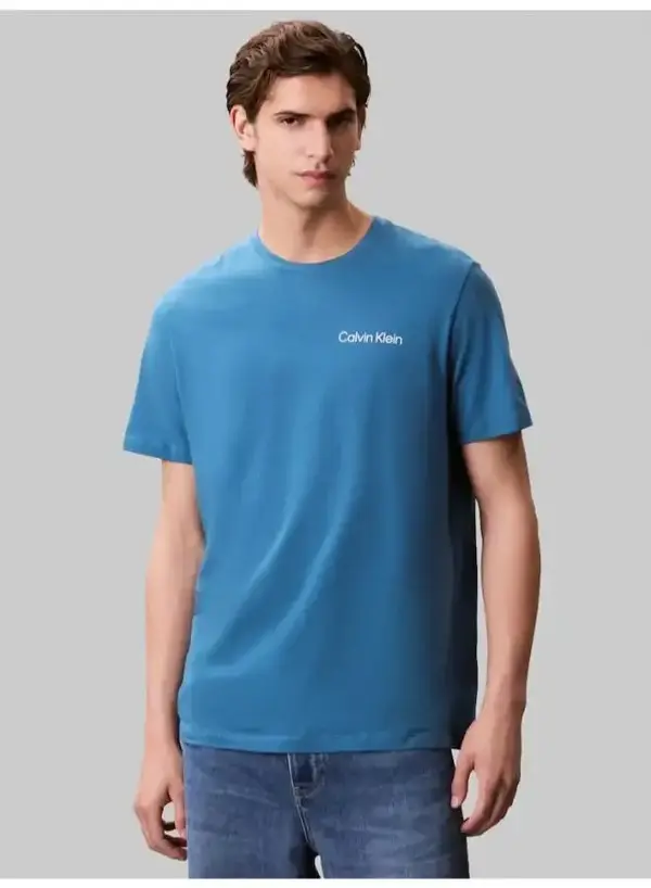 Calvin Klein SS 30s EU WORD STRETCH GRAPHIC T Mavi Erkek Tişört