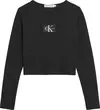 Calvin Klein MONOGRAM BADGE RIB L Kadın Siyah T-Shirt