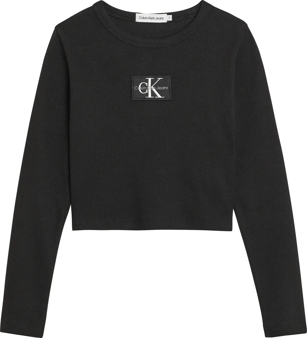 Calvin Klein MONOGRAM BADGE RIB L Kadın Siyah T-Shirt