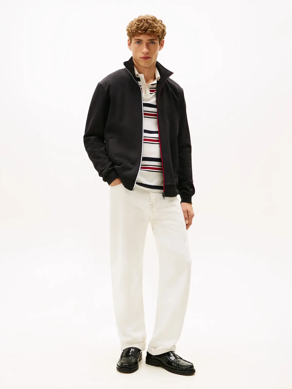 Tommy Hilfiger GLOBAL STRIPE ZIP TH, BDS Siyah Erkek Sweatshirt