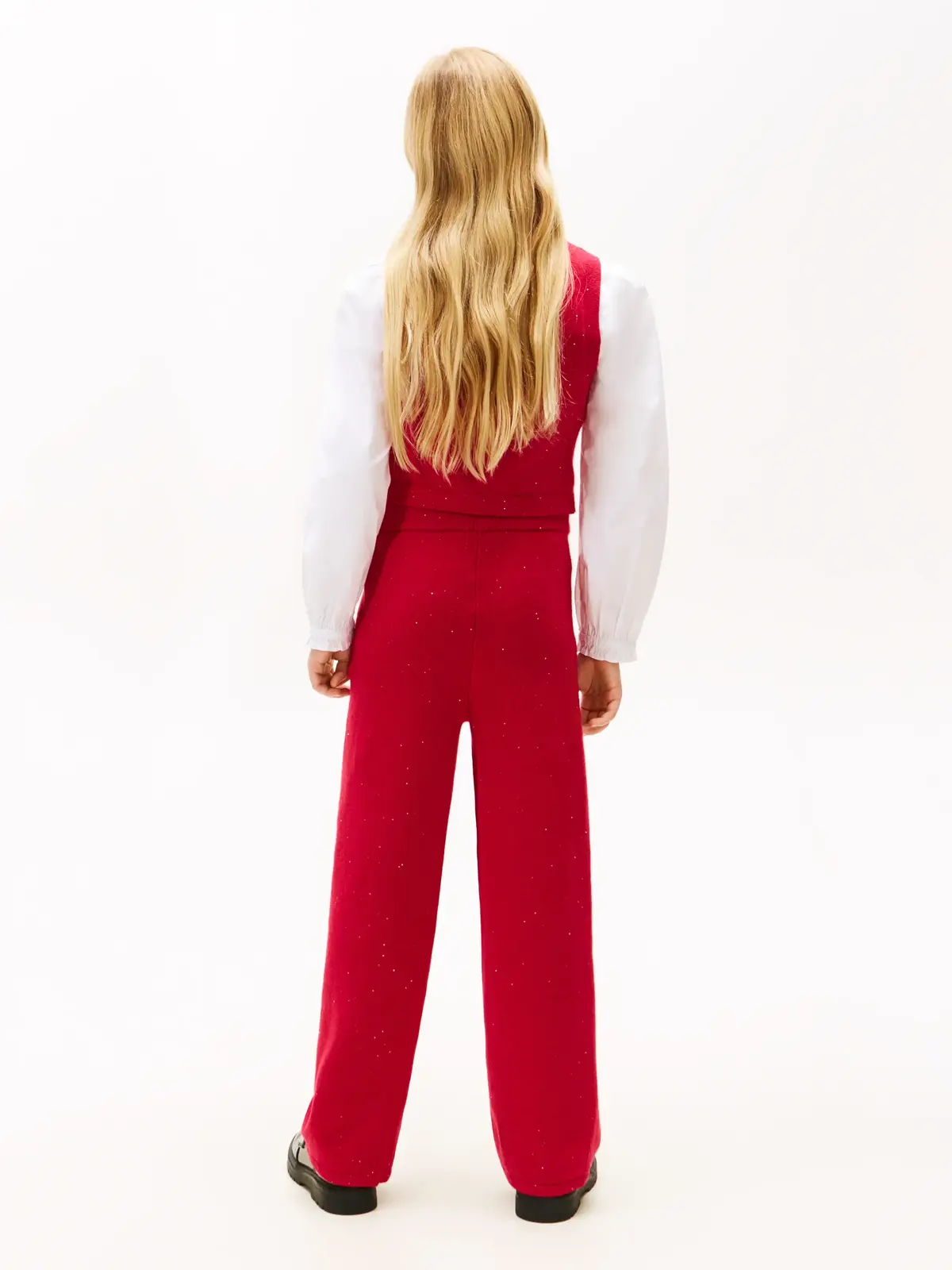 Tommy Hilfiger Sequin Wide Leg Drawstring Trousers Kırmızı Kız Çocuk Pantolon