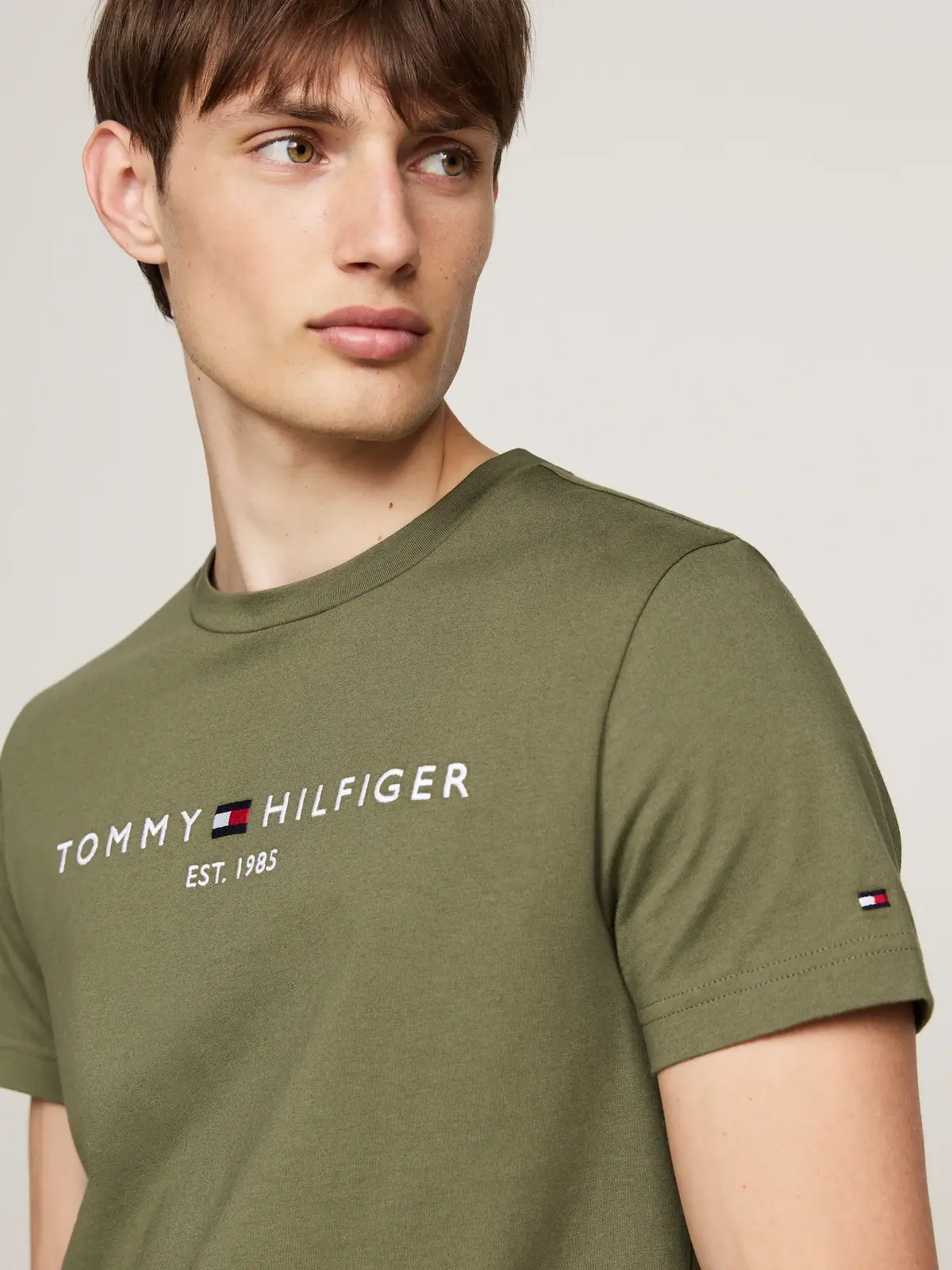 Tommy Hilfiger TOMMY LOGO TEE Erkek Yeşil T-Shirt
