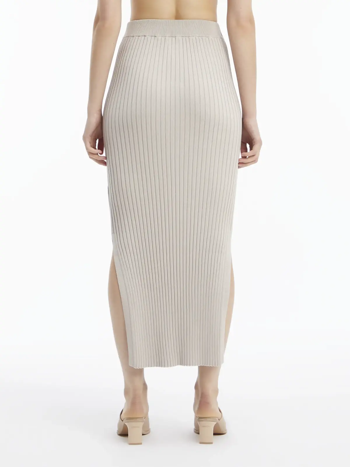 Calvin Klein ICONIC RIB MAXI SKIR Kadın Krem Etek