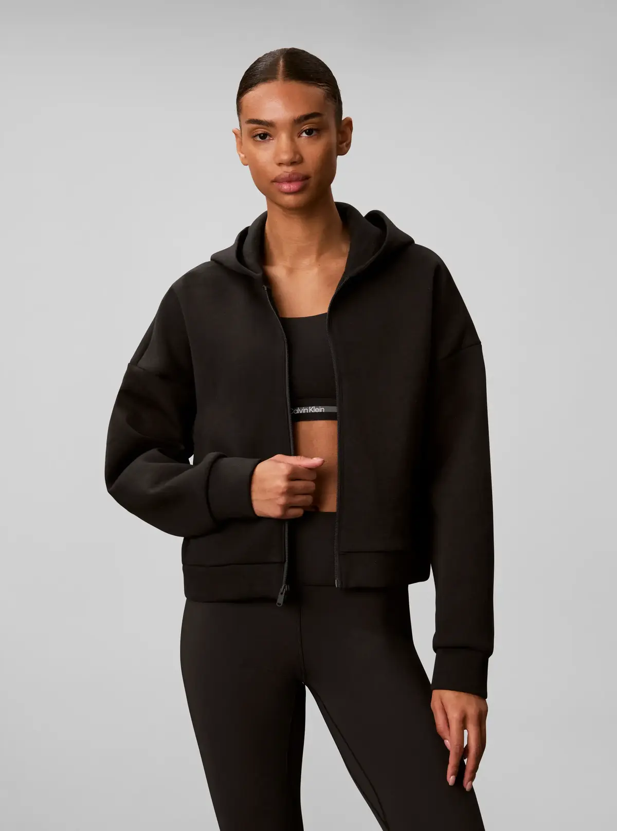 Calvin Klein COTTON SPACER HOODI, UB1 Siyah Kadın Hoodie