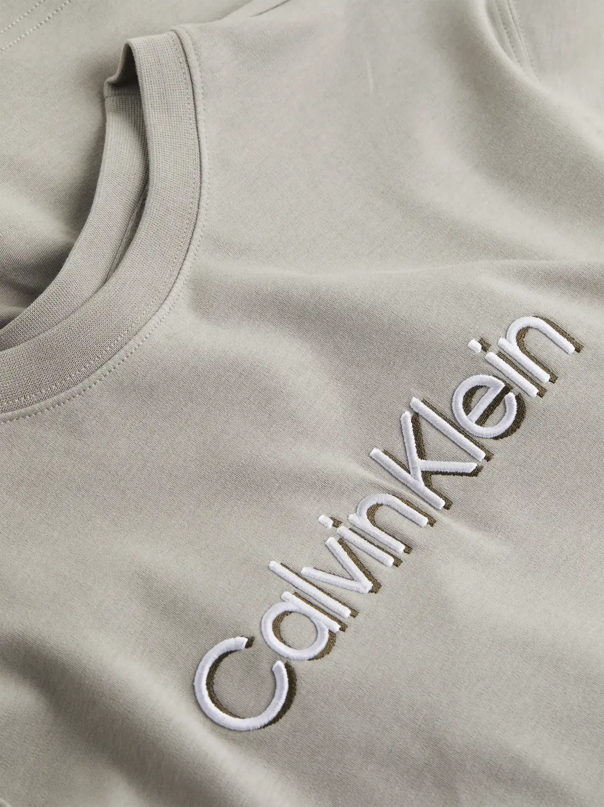 Calvin Klein SHADOW EMBROIDERED L, PEO Gri Erkek T-Shirt & Polo