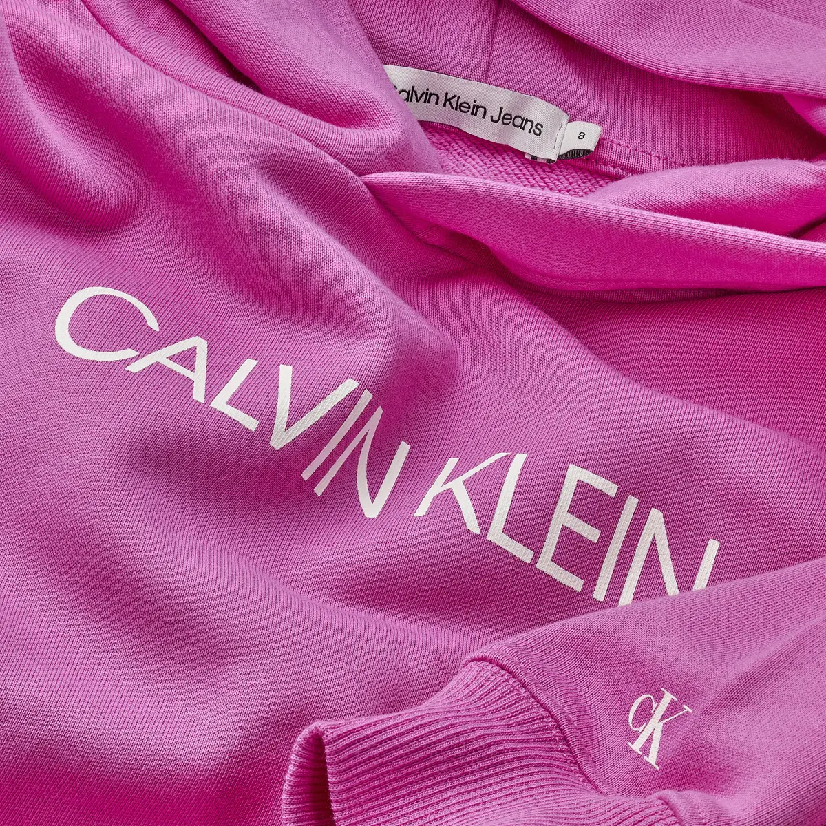 Calvin Klein INSTITUTIONAL CROPPE Kadın Pembe Hoodie