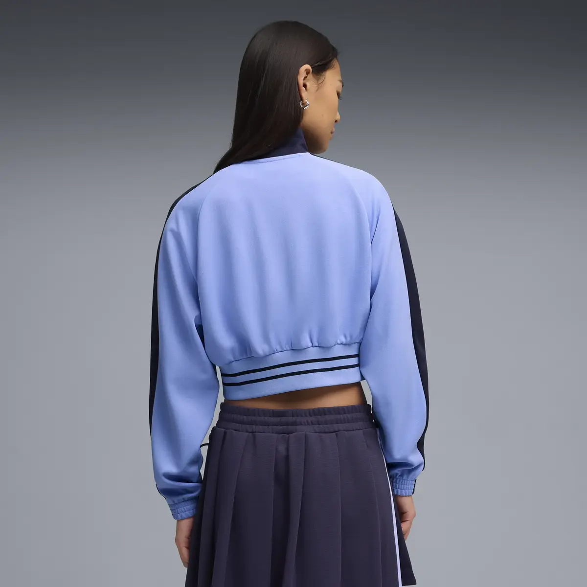 Puma T7 Pique Cropped Jacket Mavi Kadın Crop Ceket