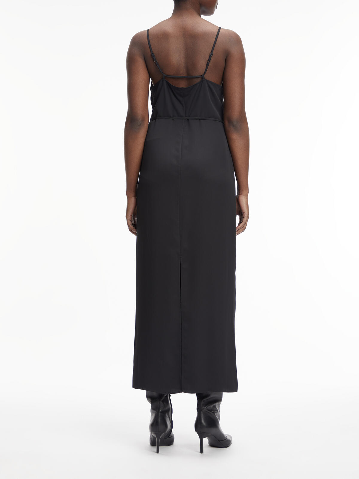 Calvin Klein RECYCLED CDC MIDI SL Kadın Siyah Elbise