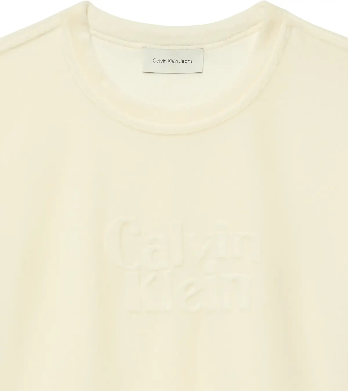 Calvin Klein SS VELOUR LOGO TEE Kadın Krem T-Shirt