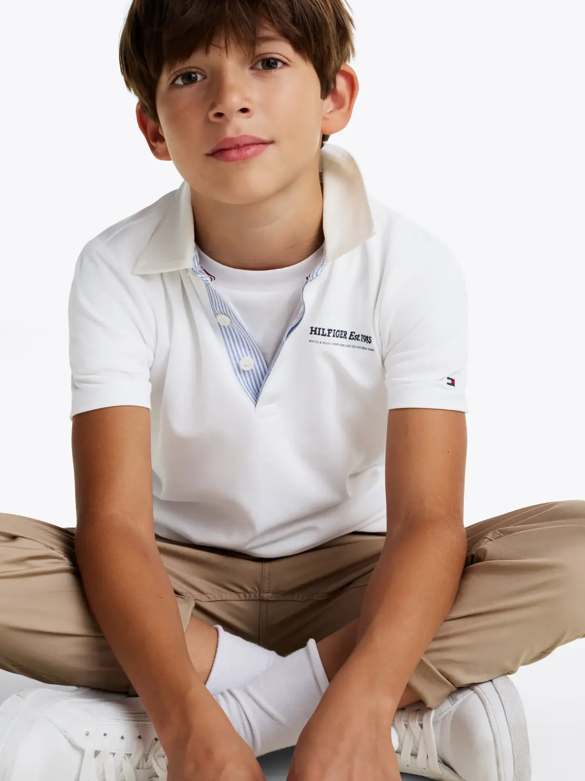 Tommy Hilfiger HILFIGER ITHACA STP, YBR Beyaz Erkek Beyaz T-Shirt & Polo