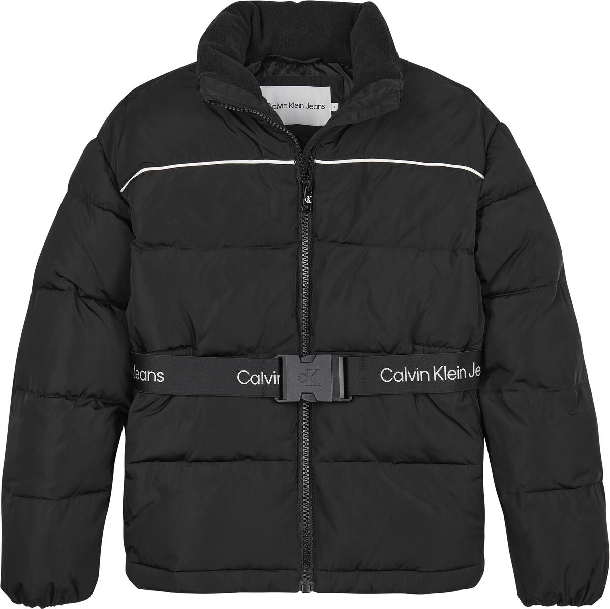 Calvin Klein LOGO TAPE BELT JACKE Kadın Siyah Şişme Mont