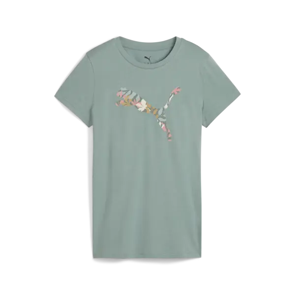 PUMA GRAPHICS Floral Cat Logo Tee Kadın Yeşil T-Shirt