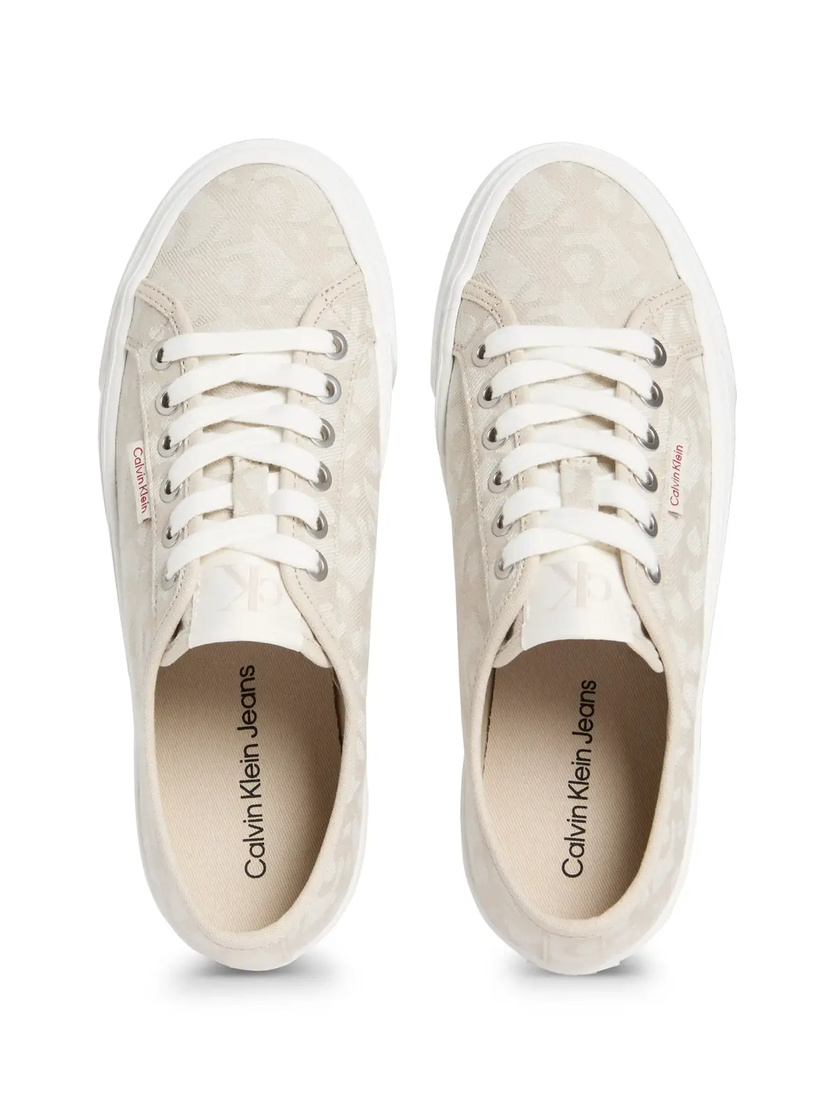 Calvin Klein VULC FLATF JACQUARD, 0GA Bej Tamamı Logolu Kadın Sneaker