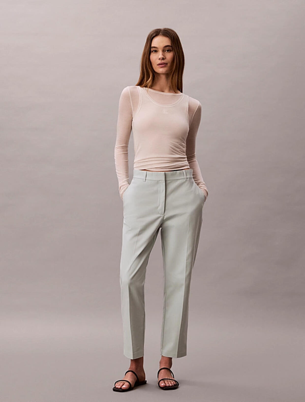 Calvin Klein STRAIGHT LEG STRETCH, 3Q0 Gri Kadın Pantalon