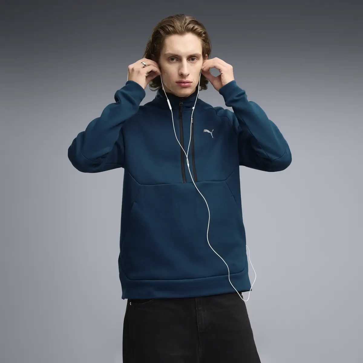 PUMA PUMATECH Half Zip Mavi Erkek Sweatshirt