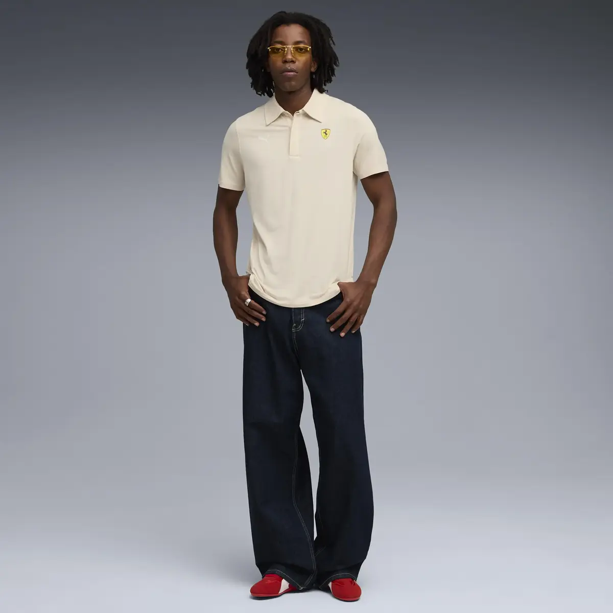 Puma Ferrari Sportswear CS Polo Krem Erkek Polo T-Shirt