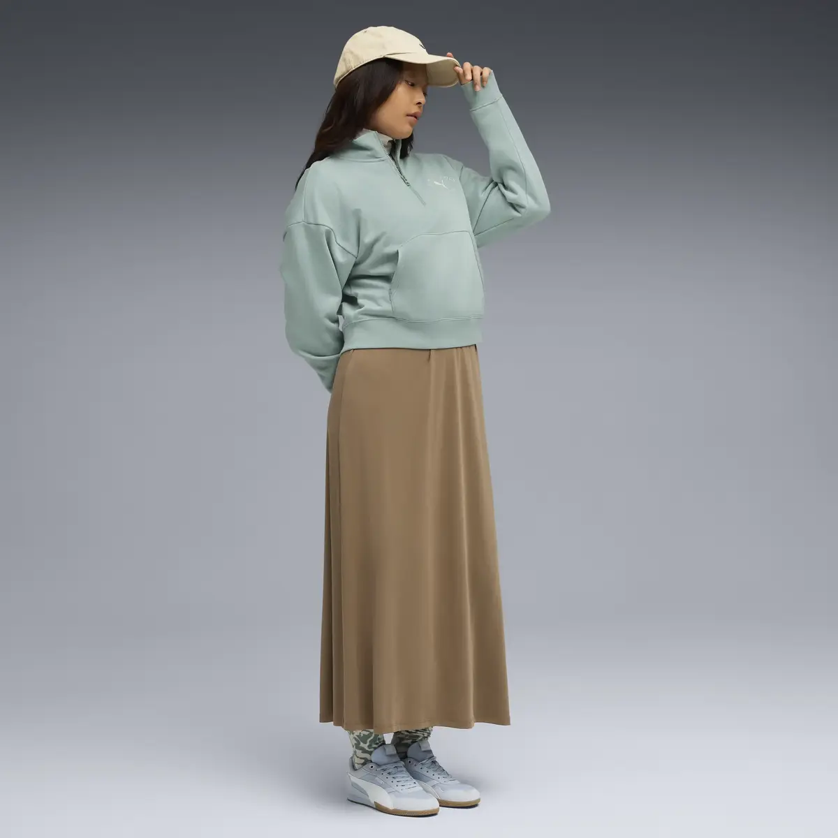 Puma CLASS Half-Zip Crew Yeşil Kadın Sweatshirt