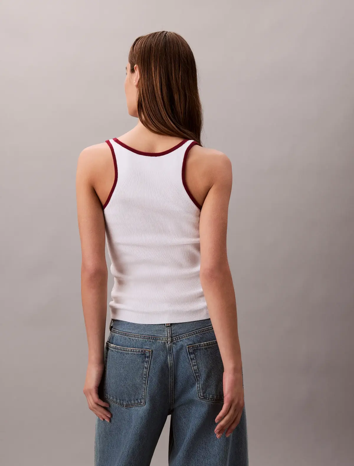 Calvin Klein CTN RIB TANK WITH Beyaz Kadın Atlet