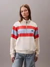Calvin Klein RUGBY JERSEY 1/4 ZIP STRIPE TOP Bej Kadın Sweatshirt