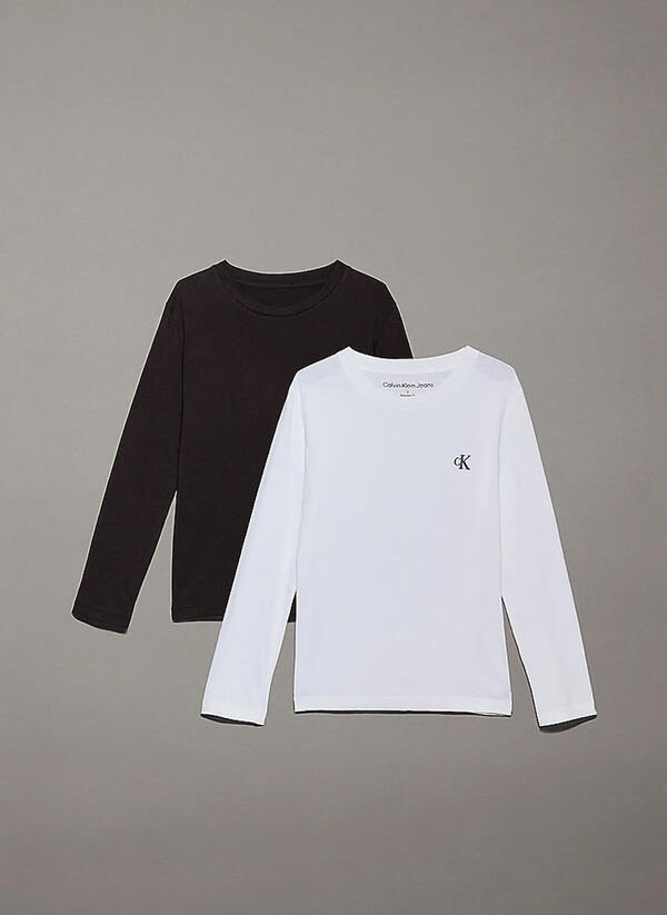 Calvin Klein CHEST MONO LS T-SHIR, 0K9 Beyaz Çocuk T-Shirt