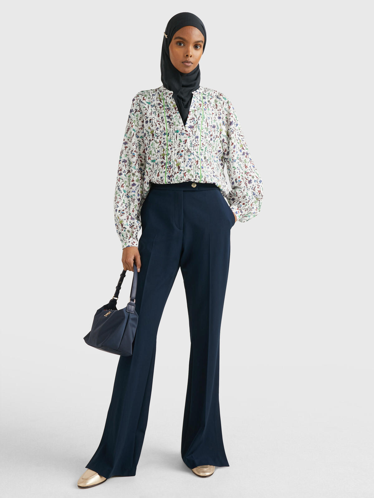 Tommy Hilfiger CO VOILE FLORAL V-NK Kadın Beyaz Gömlek