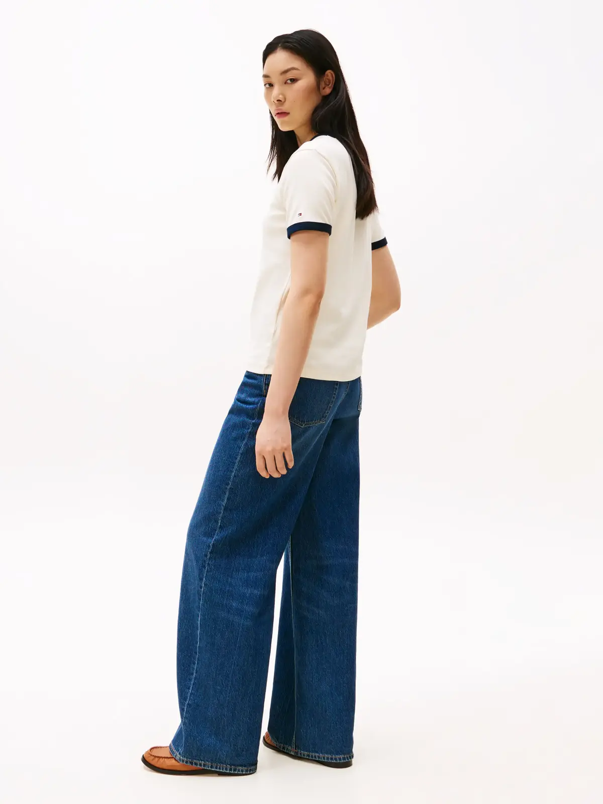 Tommy Hilfiger REG MONOTYPE STRIPE, AEF Bej Kadın T-Shirt & Polo