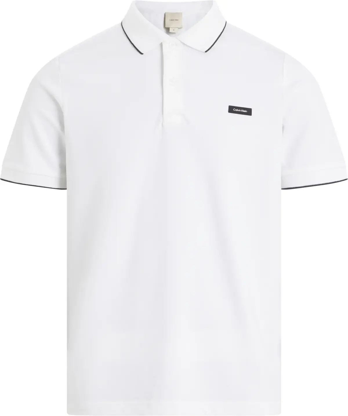 Calvin Klein STRETCH PIQUE TIPPIN, YAF Beyaz Erkek T-Shirt & Polo