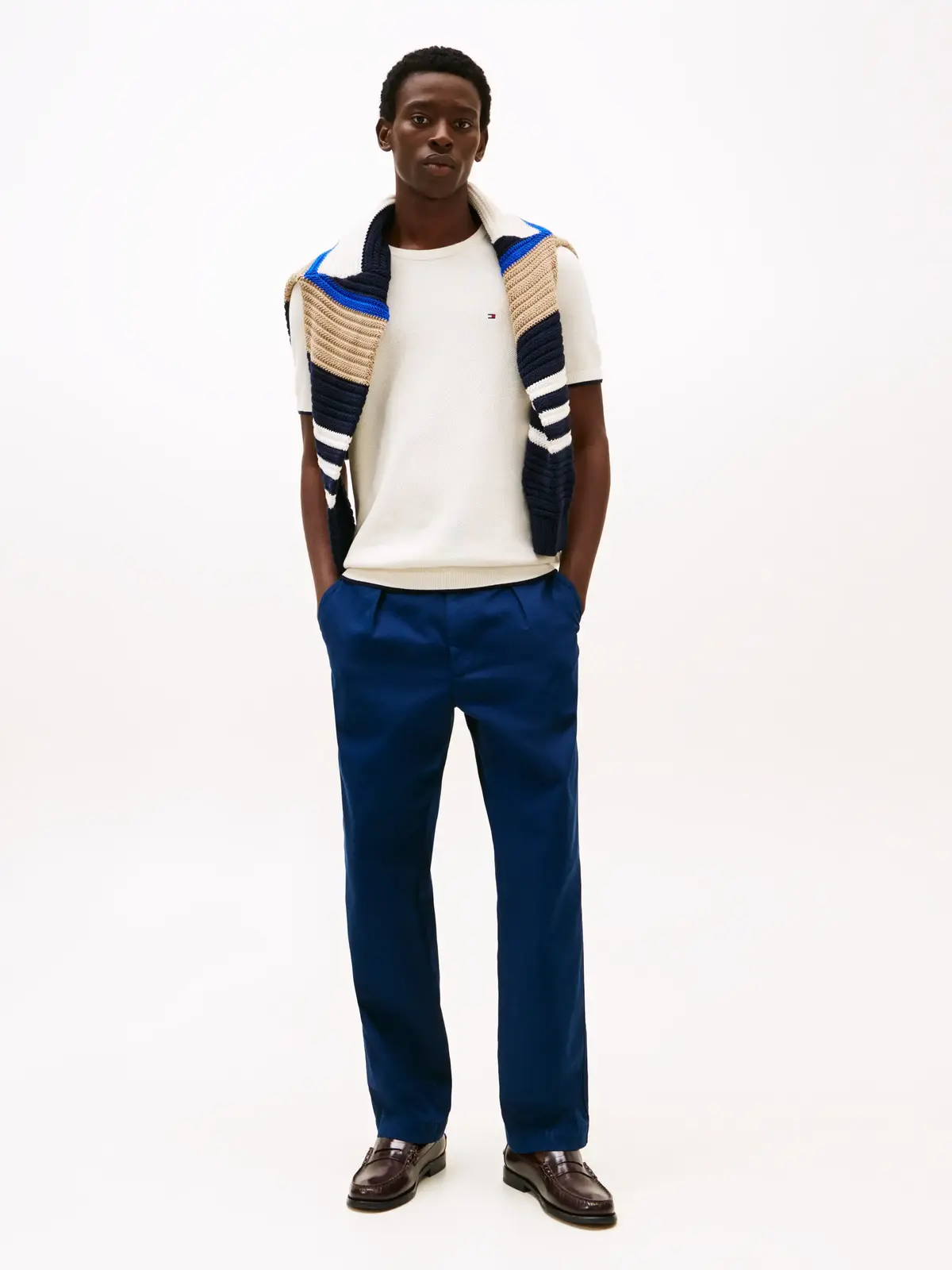 Tommy Hilfiger TIPPED STRUCTURE KNI, Z00 Krem Erkek T-Shirt & Polo