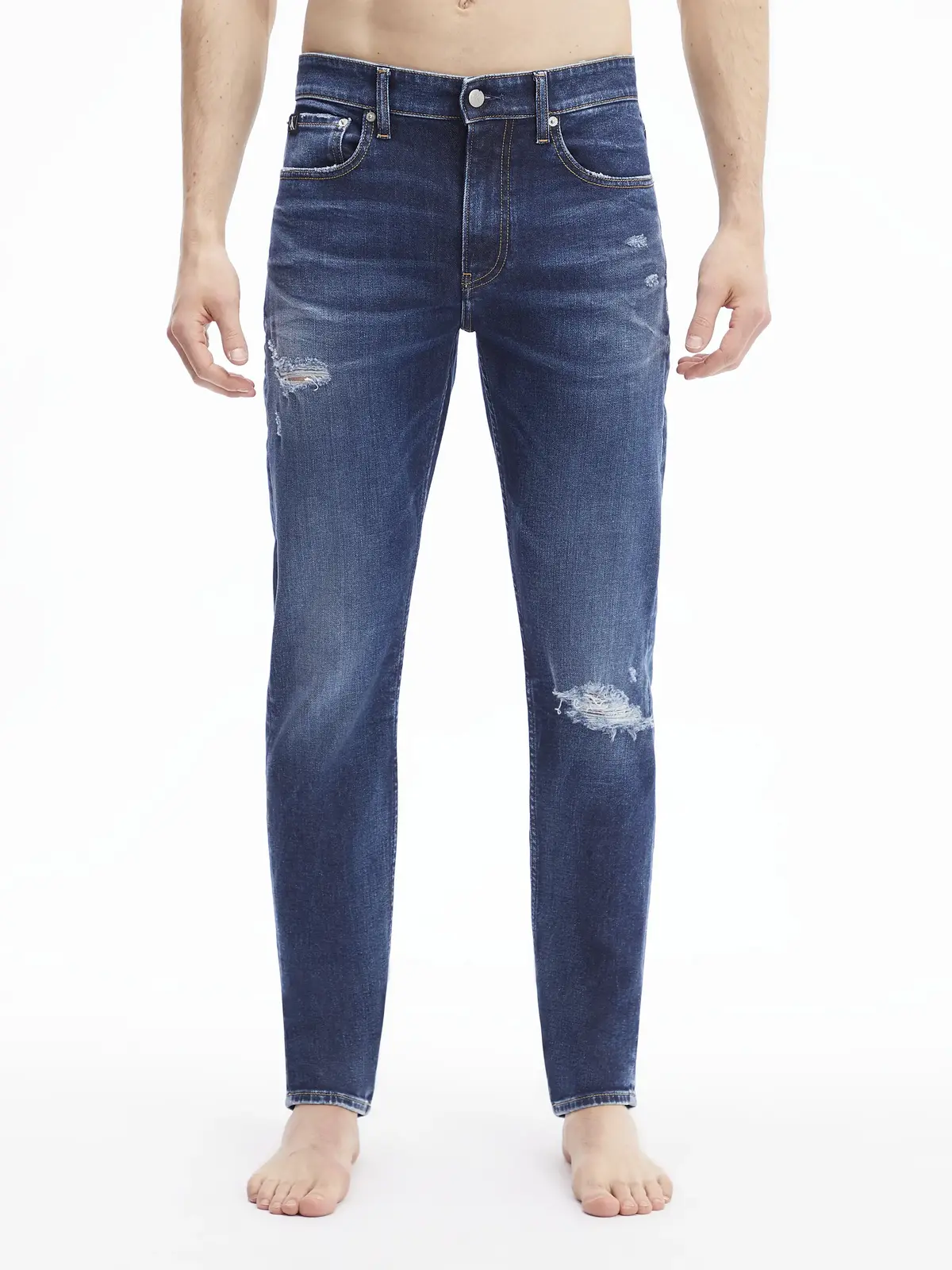 Calvin Klein SLIM TAPER Erkek mavi Kot Pantolon