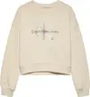 Calvin Klein GLITTER MONOLOGO CN, CKS Krem Kadın Sweatshirt