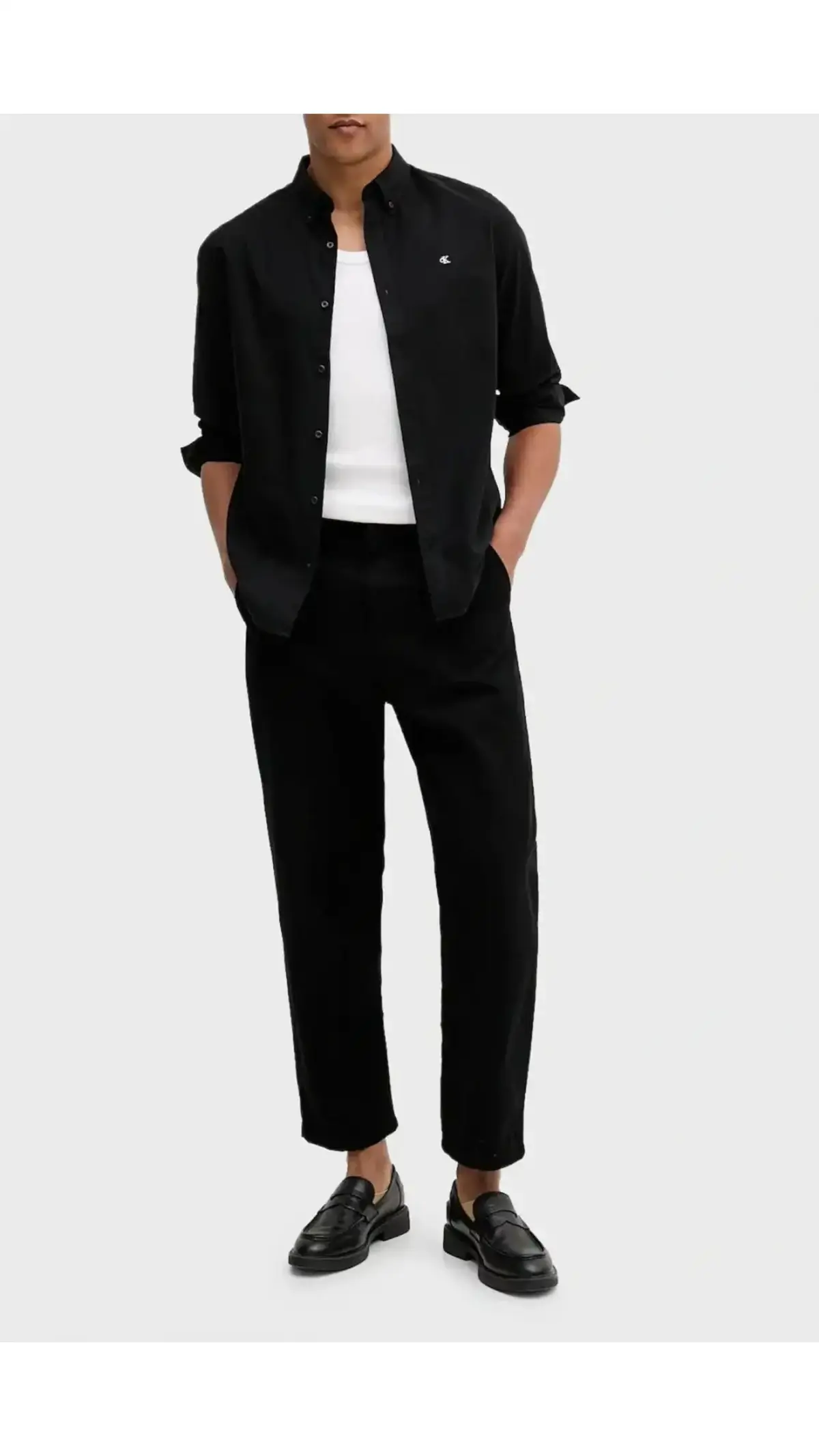 Calvin Klein LS SOLID OXFORD CLASSIC SHIRT Siyah Erkek Tişört