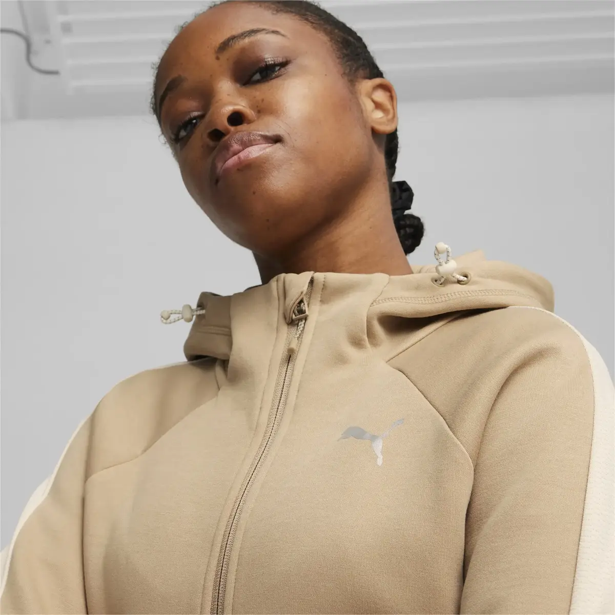 Puma EVOSTRIPE FZ Hoodie Açık Kahve Kadın Sweatshirt