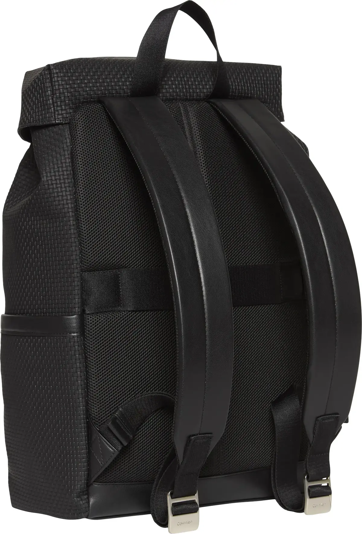 Calvin Klein EMBOSSED WOVEN FLAP BACKPACK Erkek Siyah Sırt Çanta