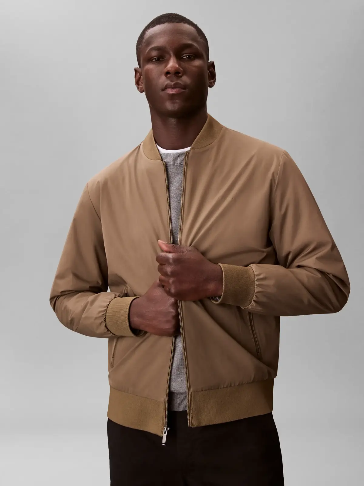 Calvin Klein LS MATTE BOMBER JACK Kahverengi Erkek Fermuarlı Ceket