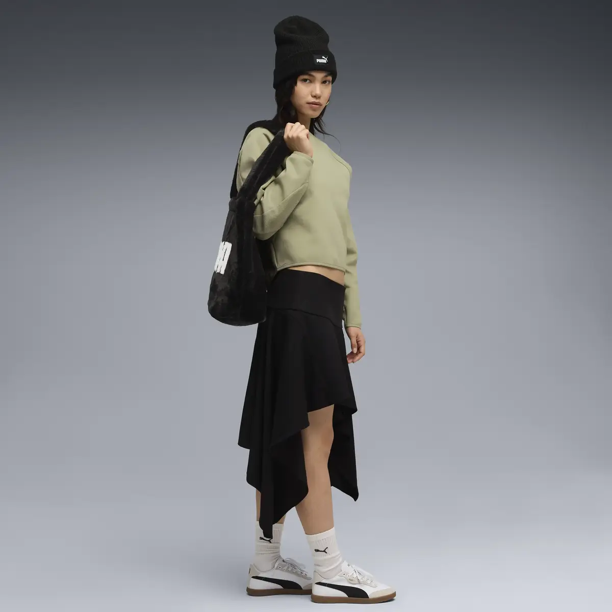 Puma Evostripe Comfort Short Crew Yeşil Kadın Regular Fit Sweatshirt