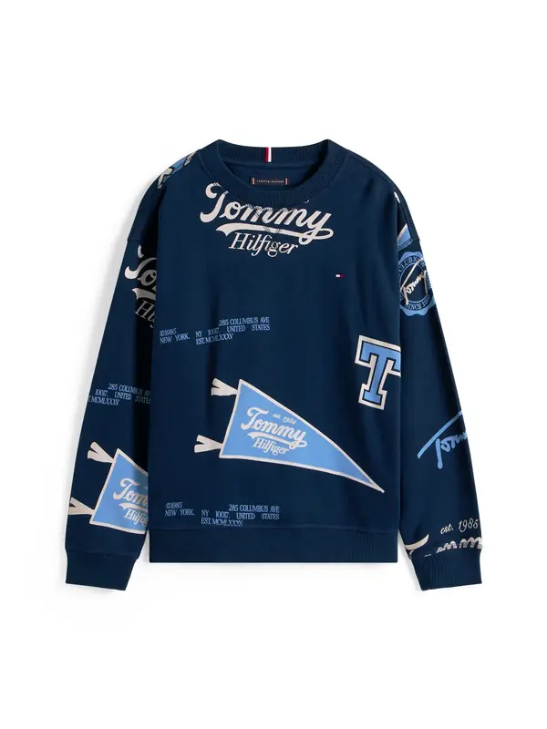 Tommy Hilfiger ALL OVER PRINTED SWE, C1G Lacivert Erkek Çocuk Sweatshirt