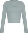 Calvin Klein LS MONOLOGO BABY TEE Kadın Turkuaz Uzun Kollu T-Shirt