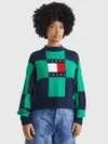 Tommy Hilfiger TJW RLXD CHECKER FLA Kadın Yeşil Kazak