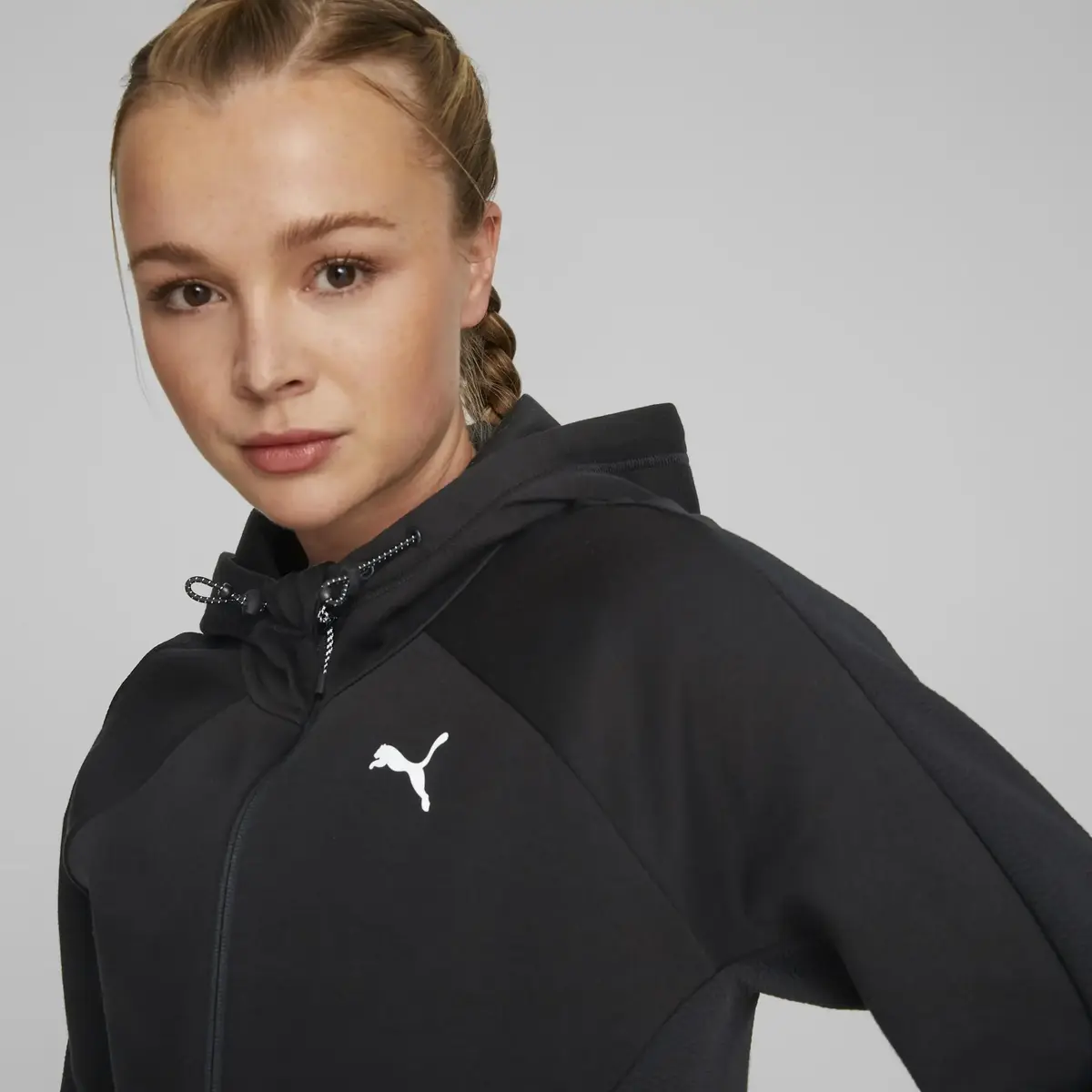 Puma EVOSTRIPE Full-Zip Hoodie Siyah Kadın Hoodie