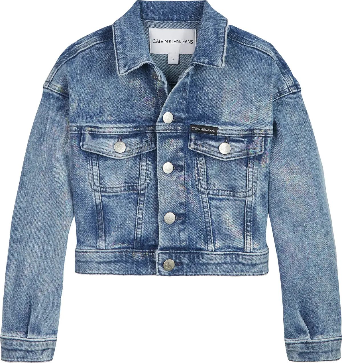 Calvin Klein CROPPED JACKET FOIL Kadın Mavi Kot Ceket