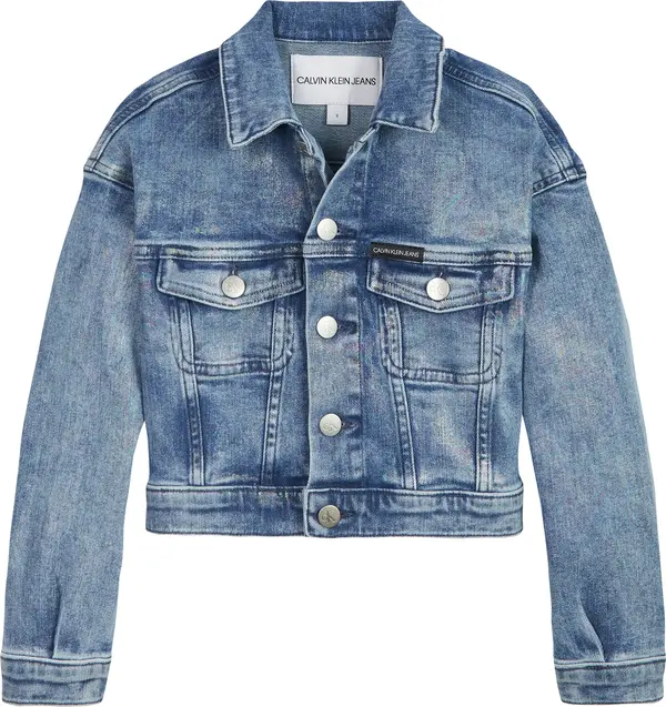 Calvin Klein CROPPED JACKET FOIL Kadın Mavi Kot Ceket