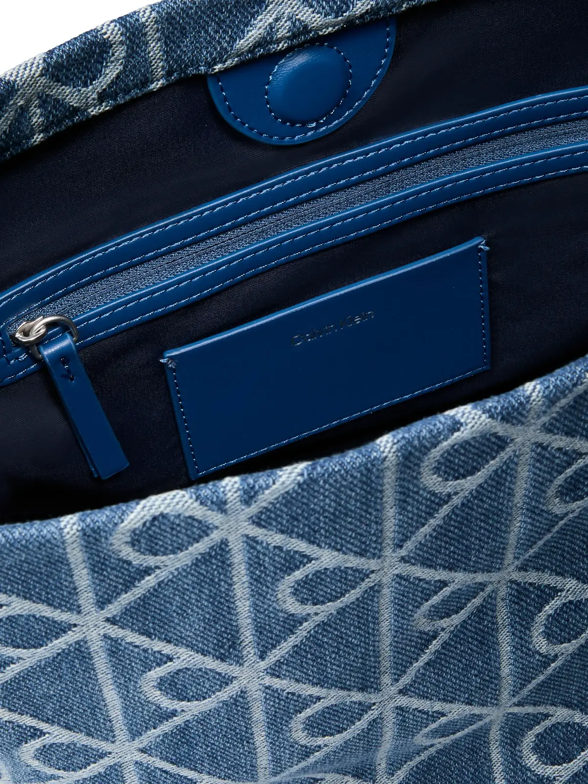 Calvin Klein EMBLEM AOP DENIM BUC Mavi Kot Kumaşı Omuz Çantası