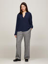 Tommy Hilfiger VISCOSE CREPE V-NECK Kadın Siyah Gömlek