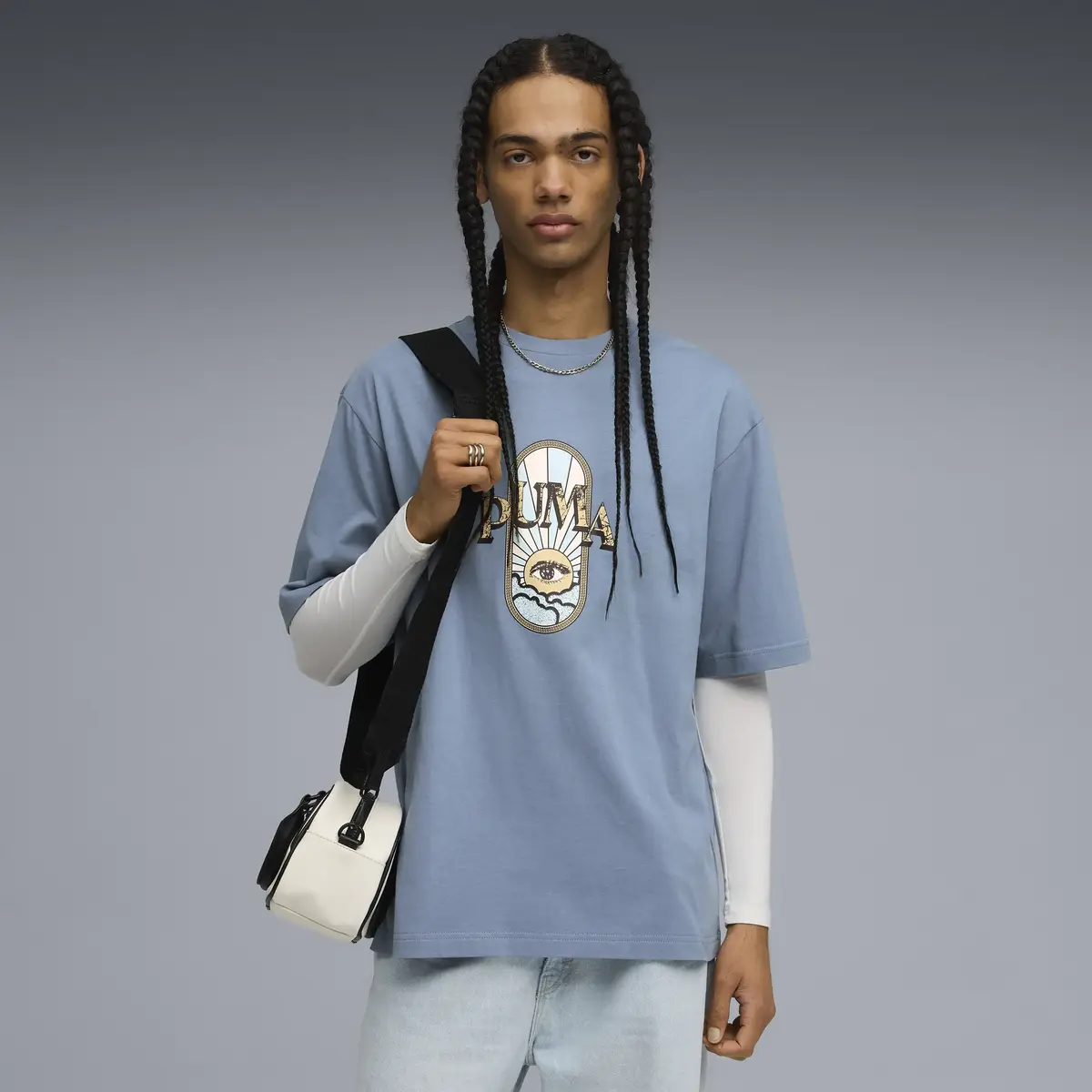 Puma GRAPHIC Tee Mavi Erkek T-Shirt & Polo