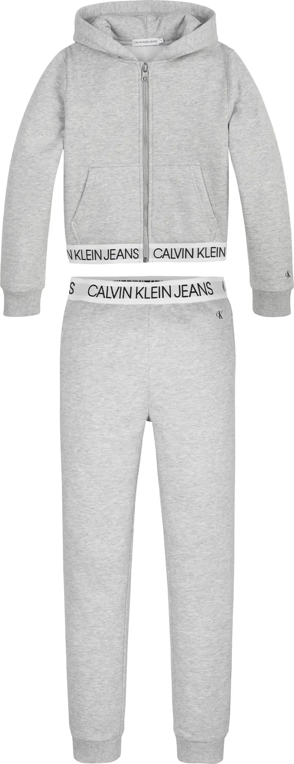 Calvin Klein LOGO TAPE ZIP THROUG Kadın Gri Sweatshirt